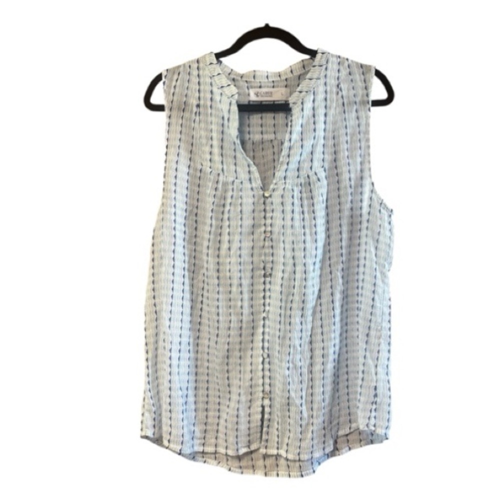 Sleeveless Striped Top - White and Blue